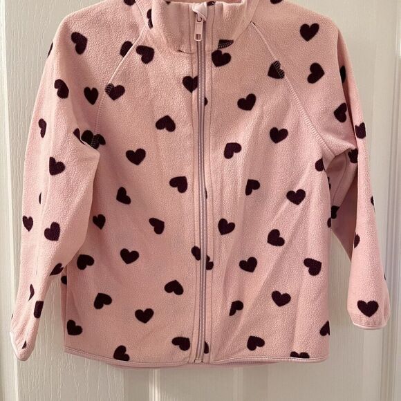 H&M Pink Hearts Fleece Jacket Zippy Girls Size 2-4 yrs - Picture 3 of 8